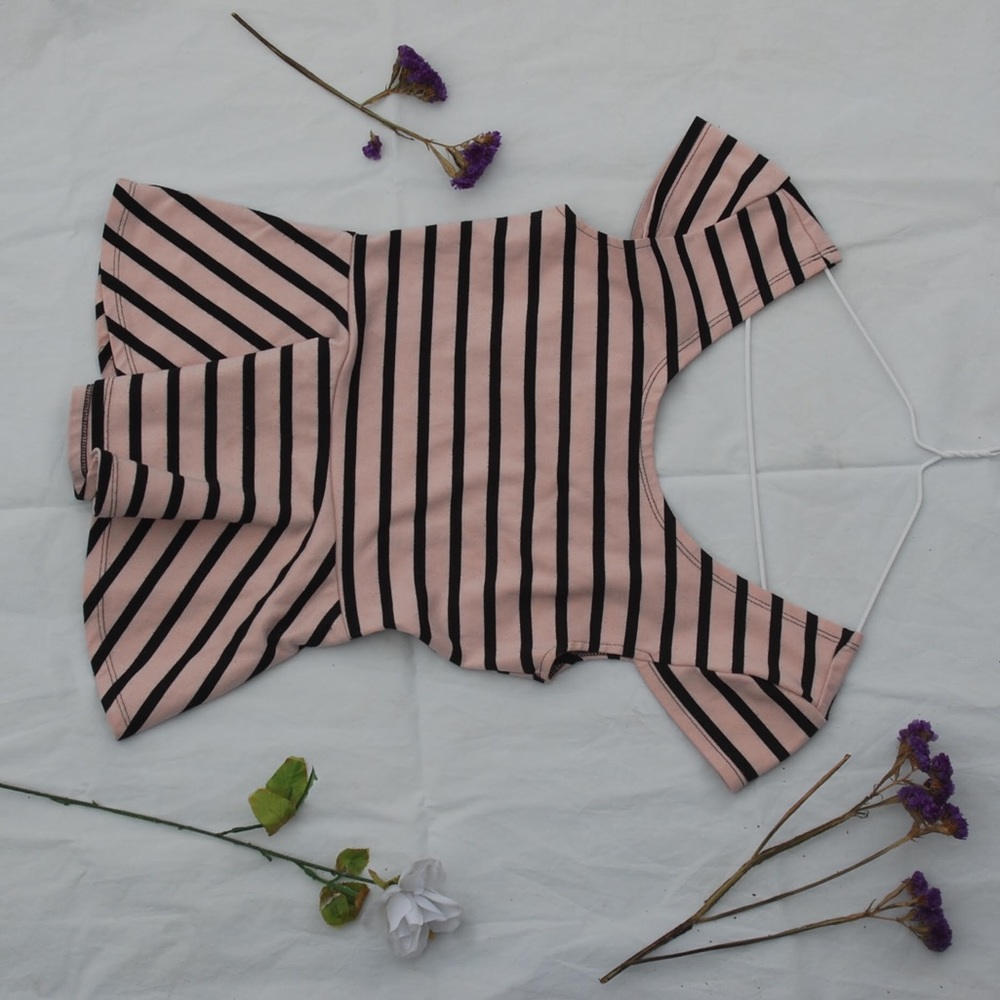 Pink/black striped cutout shirt Charlotte Russe